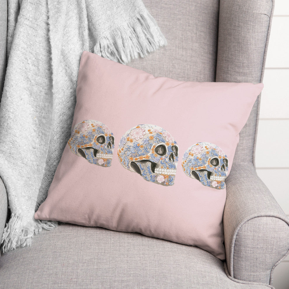 Floral Sugar Skulls 16x16 Throw Pillow