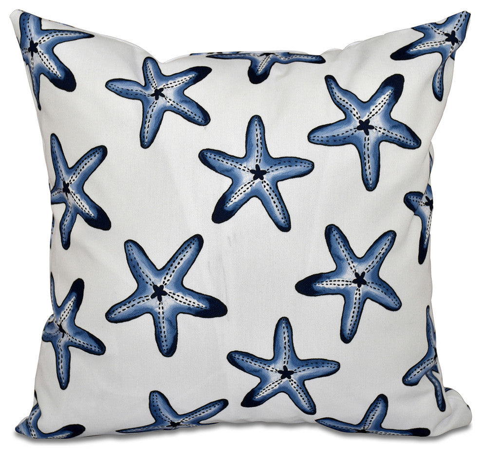 Soft Starfish, Geometric Print Pillow, Blue, 16"x16"