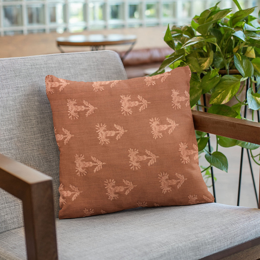 Plutus Red Growth Motif Luxury Throw Pillow, 24"x24"
