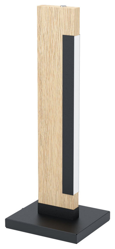 Camacho 1-Light Integrated LED Table Lamp, Black/Natural, White Cover