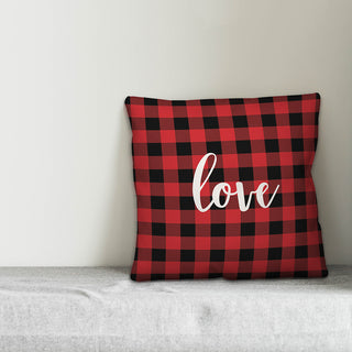 Love, Buffalo Check Plaid 18x18 Throw Pillow