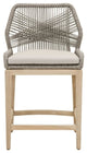 Wooven Upholstered Loom Outdoor Counter Stool, Gray