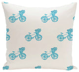 Bicycles! Geometric Print Pillow, Turquoise, 18"x18"