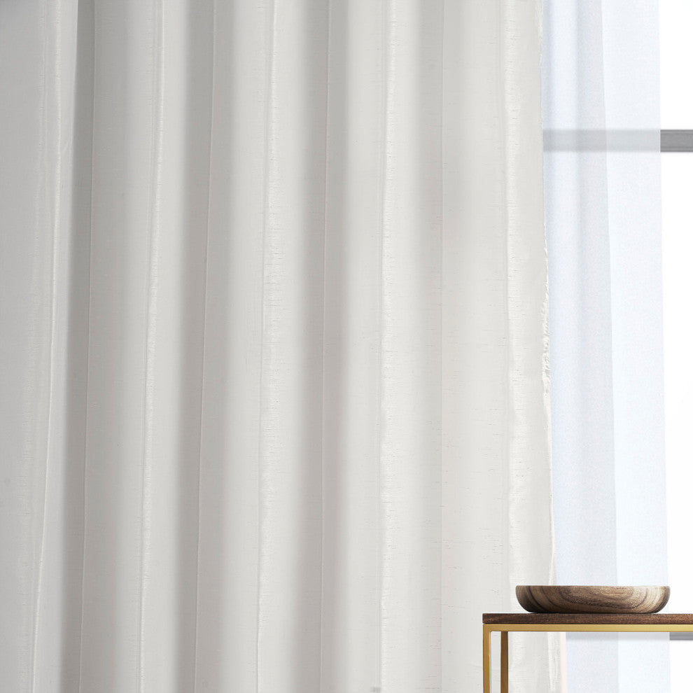 Off White Textured Vintage FauxDupioni Silk Curtain Single Panel, 50"x120"