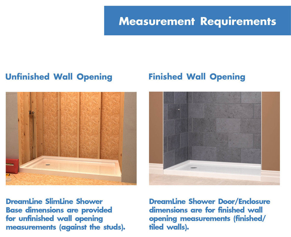 DreamLine SlimLine 34x48x2 3/4 Center Drain Single Threshold Shower Base White