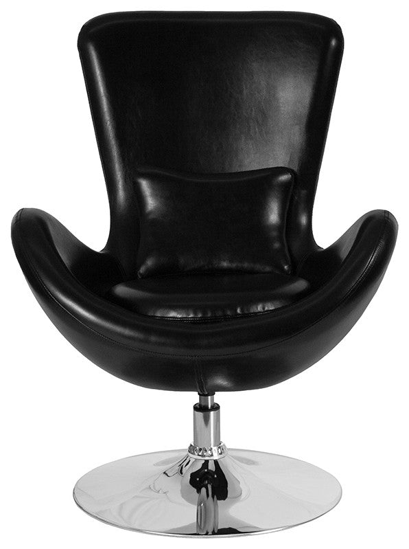 Egg Series Black LeatherSoft Side Reception Chair
