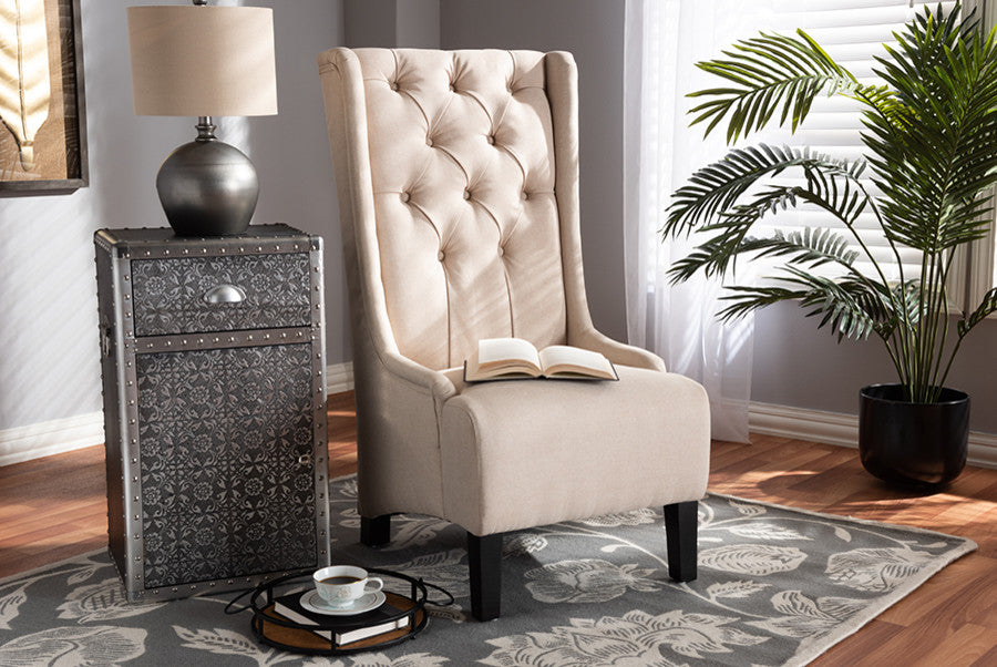 Dorais Transitional Beige Fabric Upholstered Accent Chair