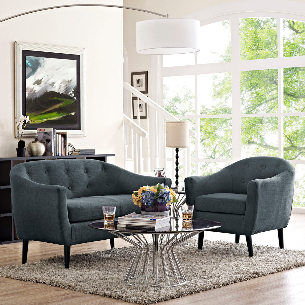 Modway Wit 2 Piece Living Room Set, Gray