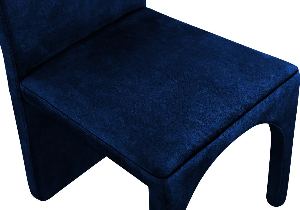 Summer Velvet Upholstered Dining Arm Chair (Set of 2), Navy, Side Chair