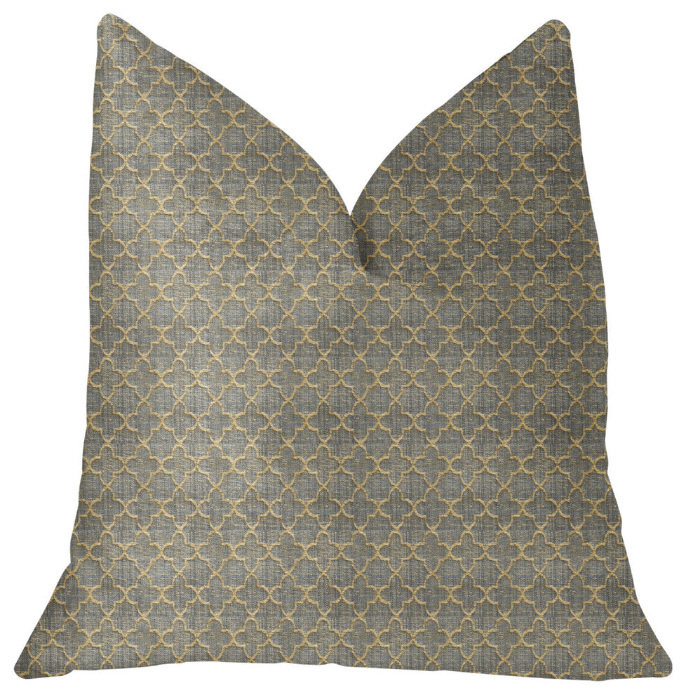 Golden Clove Blue and Beige Luxury Throw Pillow, 20"x30" Queen