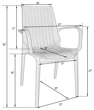 LeisureMod Kent Outdoor Dining Arm Chair