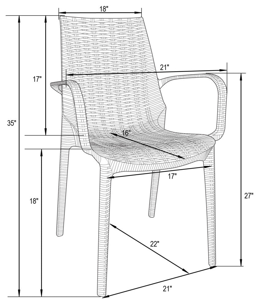 LeisureMod Kent Outdoor Dining Arm Chair