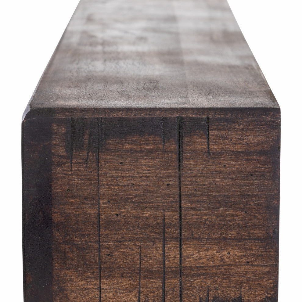 Rustic Fireplace Mantel Shelf, Dark Chocolate Oak, 36"