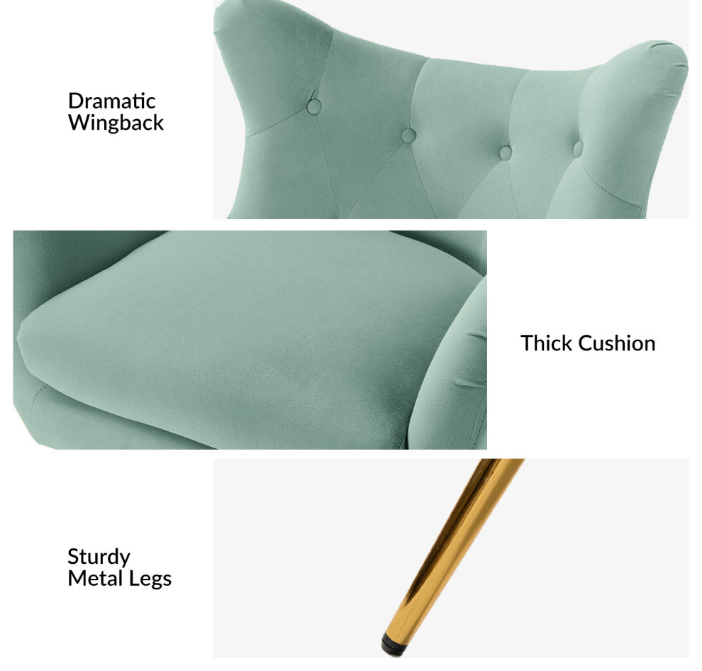 Upholstered Accent Chair With Tufted Back, Set of 2, Sage