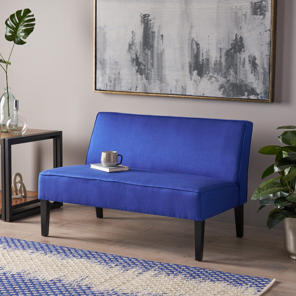 GDF Studio Charlotte Modern Simple Elegant Fabric Loveseat, Royal Blue