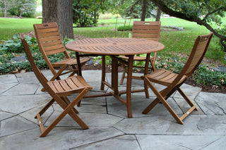 Outdoor Interiors Round Eucalyptus Folding Table, 48