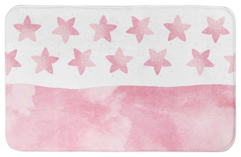 Pink Watercolor Stars 34x21 Bath Mat