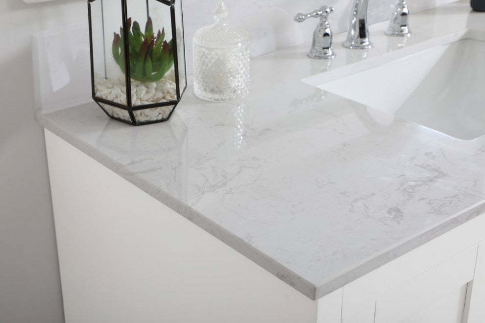 Mia 48" Single Bathroom Vanity, White With Backsplash