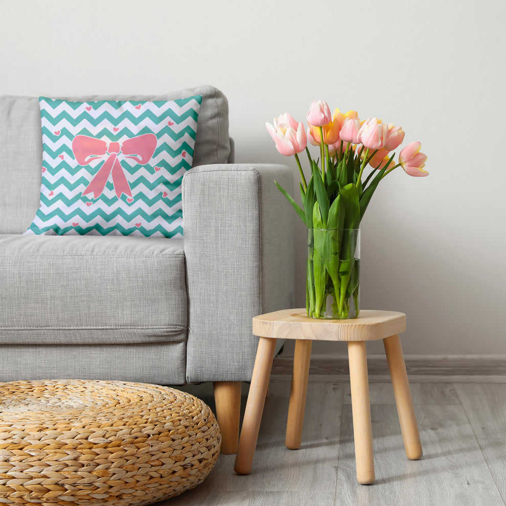 Chevron Bow Decorative Throw Pillow, Spring Green, 26"x 26"