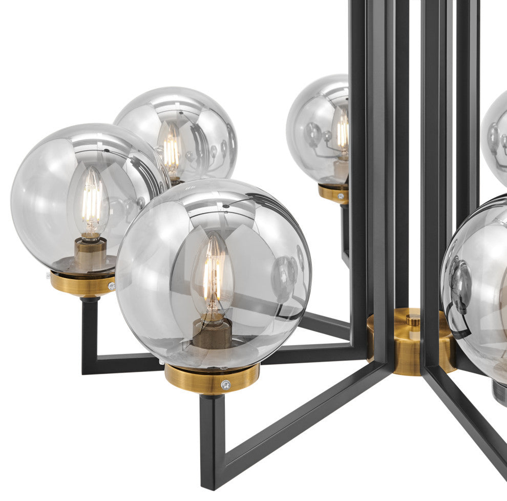Monachopsis Dimmable LED Integrated Chandelier, Gold and Black, Small