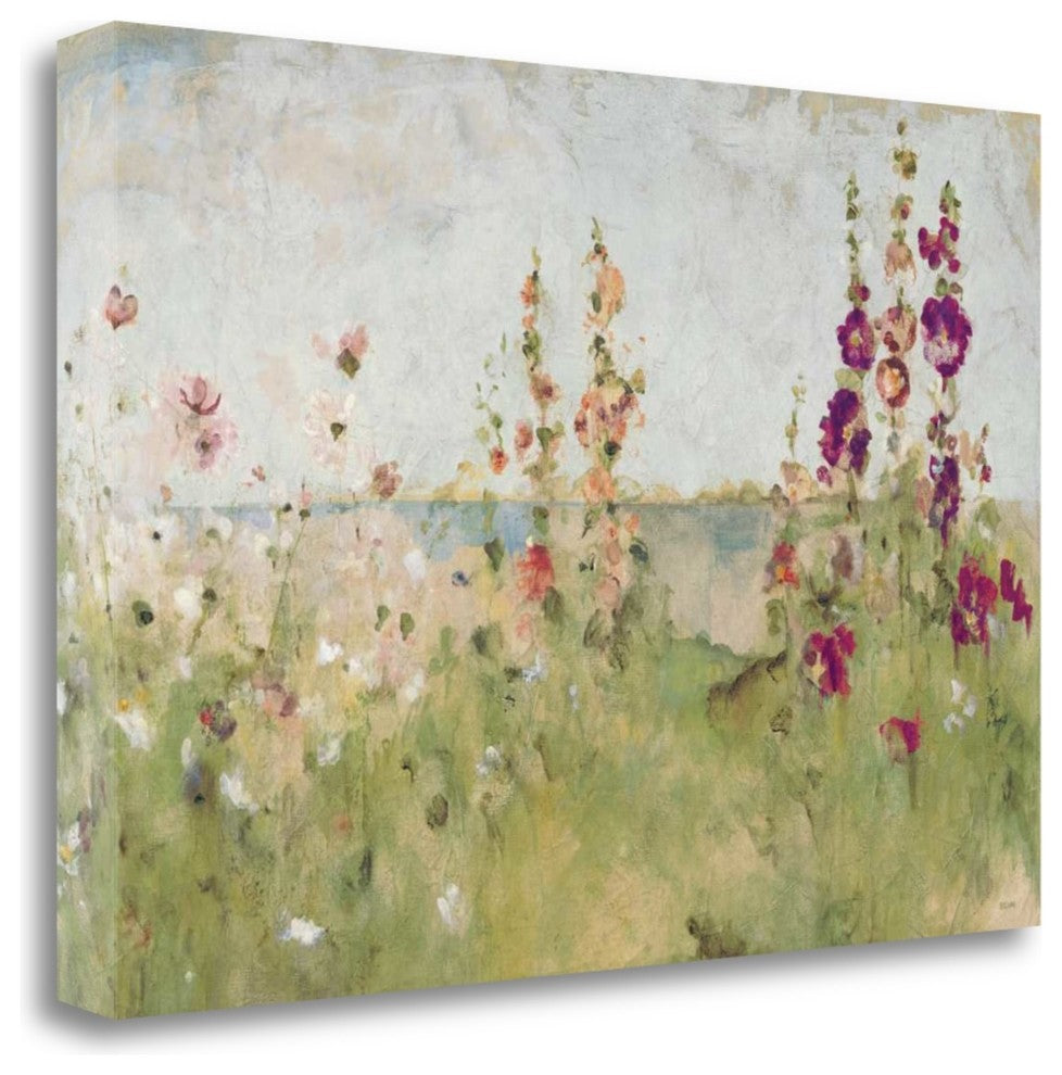 "Hollyhocks" By The Sea, Giclee Print on Gallery Wrap Canvas, Ready to Hang