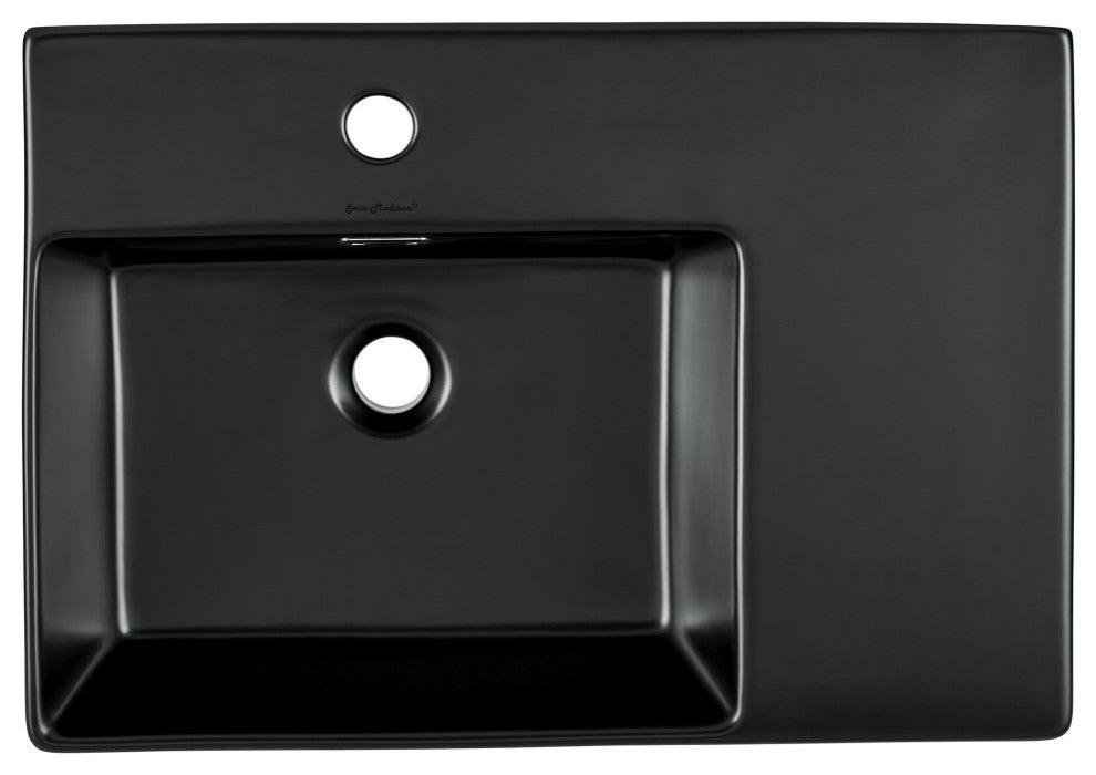 St. Tropez 24"x18" Ceramic Wall Hung Sink With Left Faucet Mount, Matte Black
