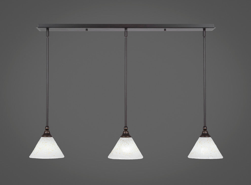 Stem 3-Light Pendalier with Hang Straight Swivel, Dark Granite/Gold Ice