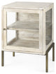 Rustic Weathered White and Gold Shadowbox Cabinet