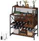 VEVOR Wine Rack Table Bar Cabinet Table w/ Wine Rack & Glass Holder Industrial
