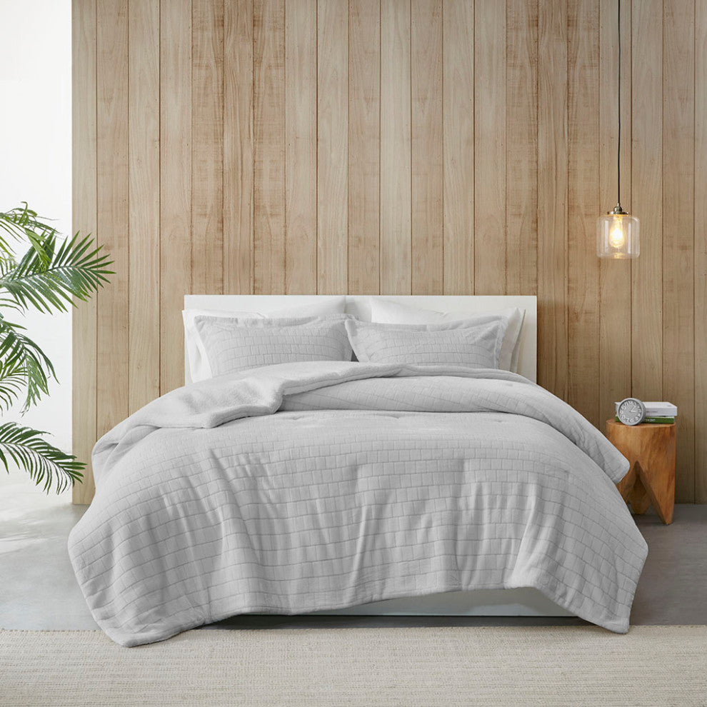 True North by Sleep Philosophy Laurie Tegula Plush Sherpa Comforter Set, Grey, G