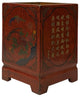 Distressed Brick Red Flowers Graphic Rhombus Shape Wood Holder Hws2301