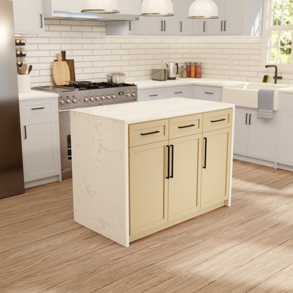 Palisade 48" Kitchen Island, Blonde, Engineered Marble
