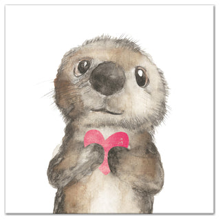 Otter With Heart 20x20 Canvas Wall Art