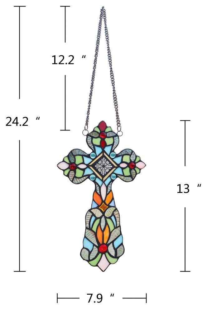 Adelina Victorian Tiffany-Style Stained Glass Panel 13" Tall