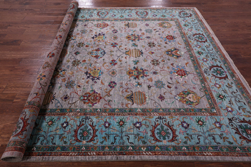 8' 1" X 9' 10" Hand-Knotted Persian Tabriz Wool Rug Q9796