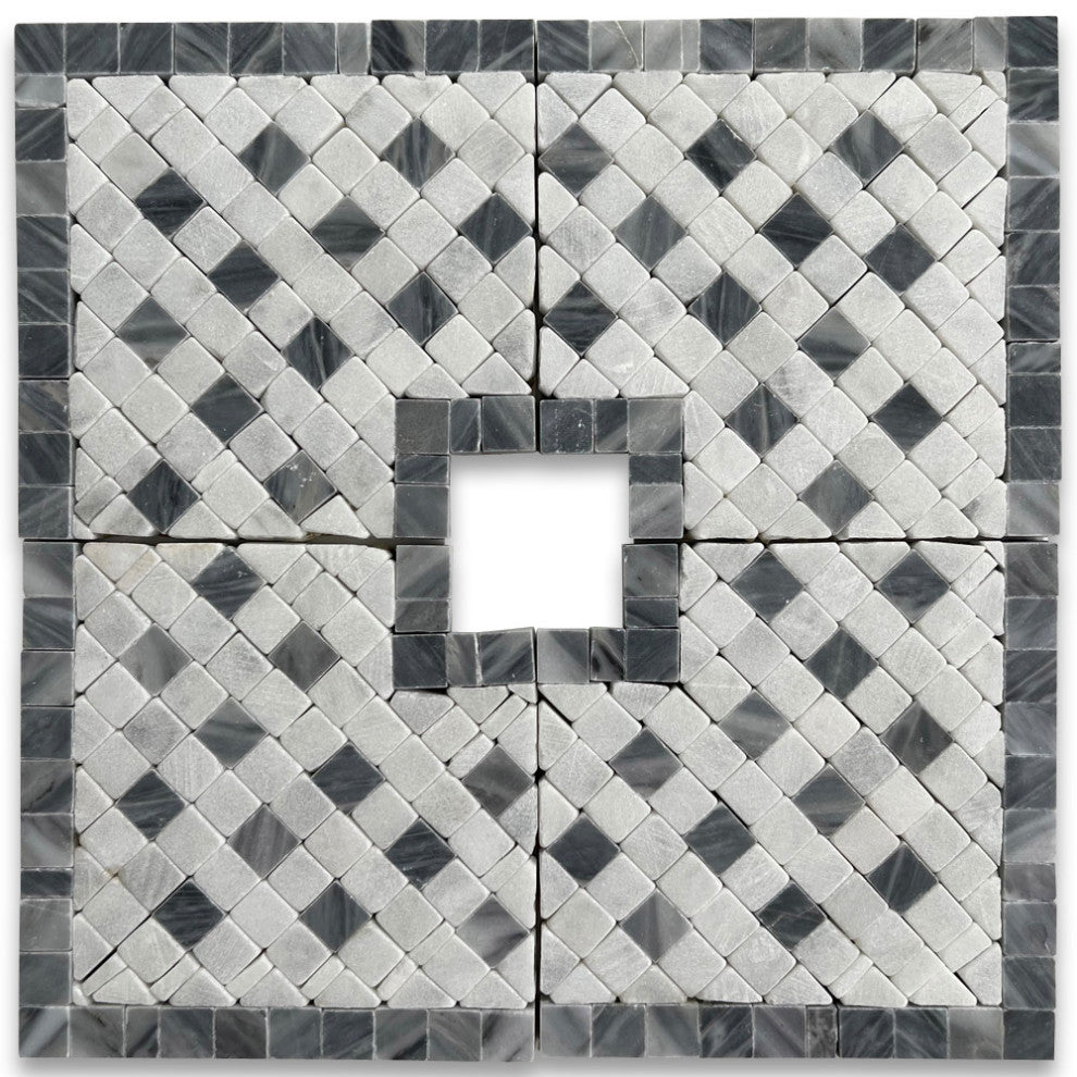 Marble Mosaic Border Decorative Accent Tile Inca Sky 3.25x3.25 Tumbled, 1 piece