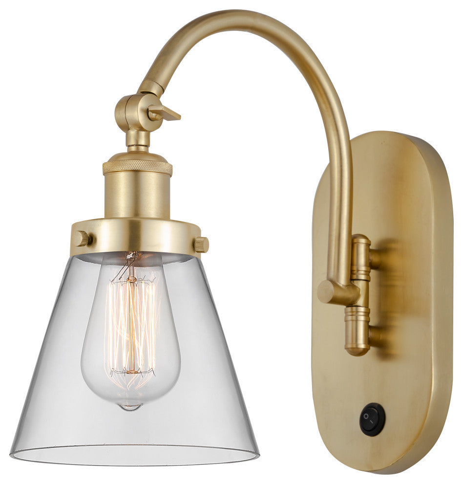 Cone Sconce, Satin Gold, Clear, Clear