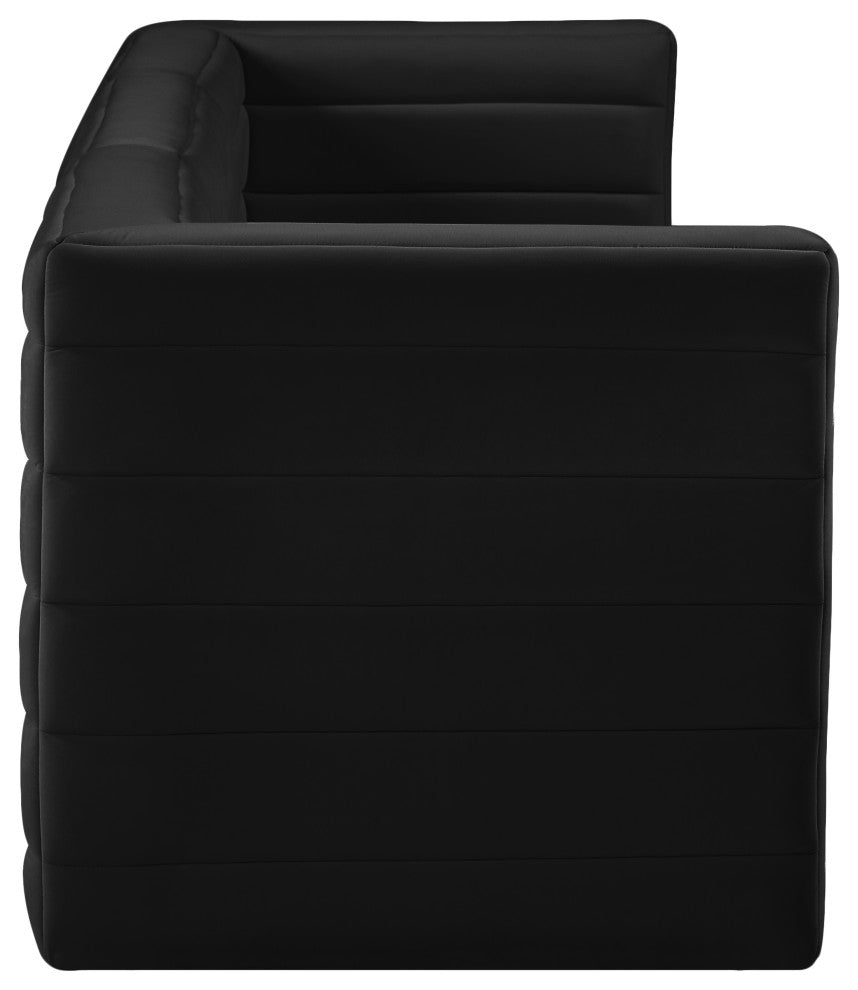 Quincy Velvet Upholstered 3-Piece Modular Sofa, Black