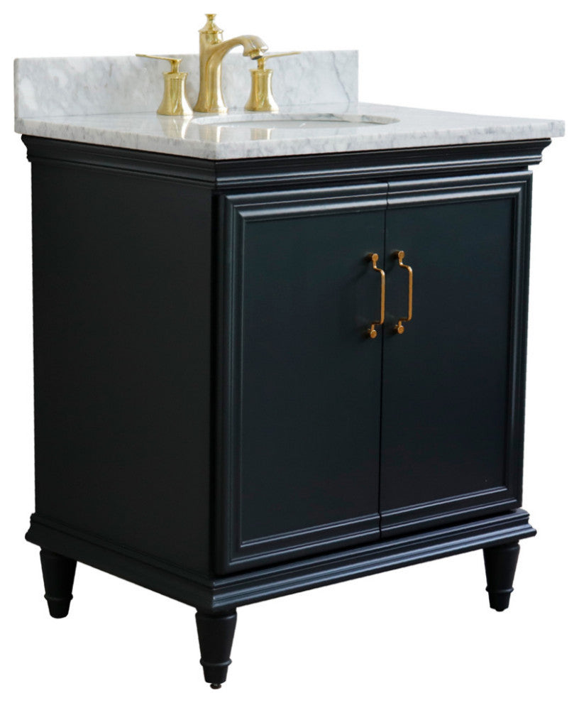 31" Single Vanity, Dark Gray Finish With White Carrara And Oval Sink