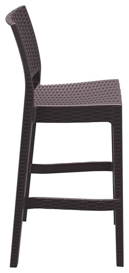 Home Square 30" Resin Wickerlook Patio Bar Stool in Brown - Set of 2