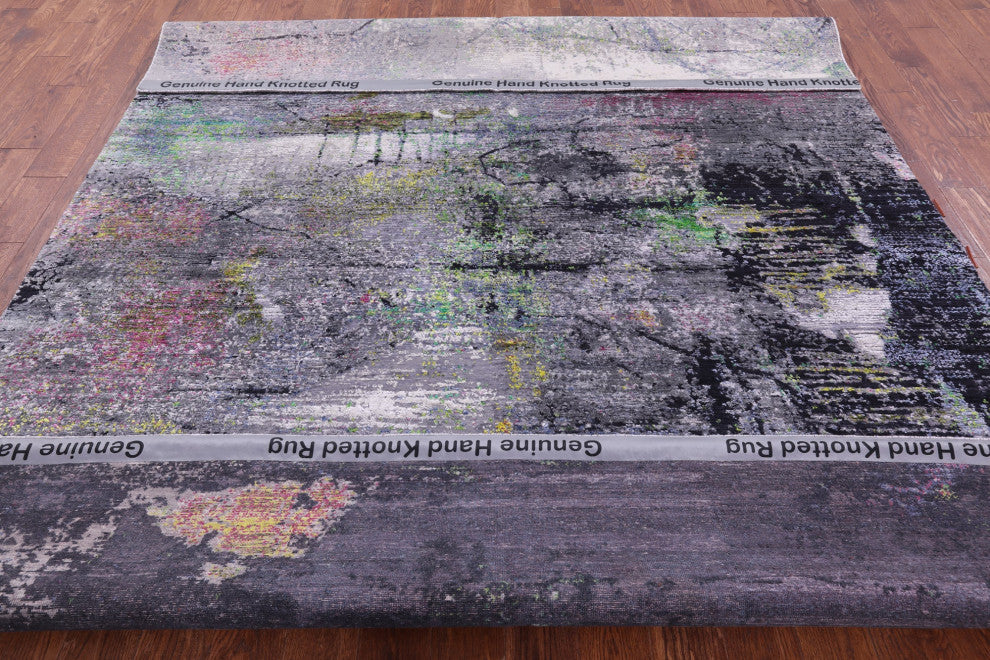 7' 11" X 10' 0" Abstract Wool & Silk Handmade Rug - Q13713