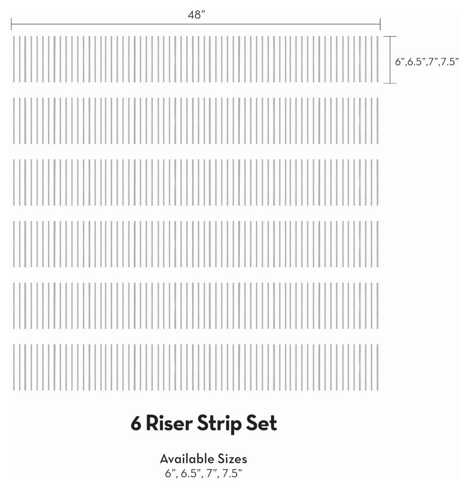 Painted Vertical Lines Peel and Stick Stair Riser Strips, Black, 48"x6", Set of 6