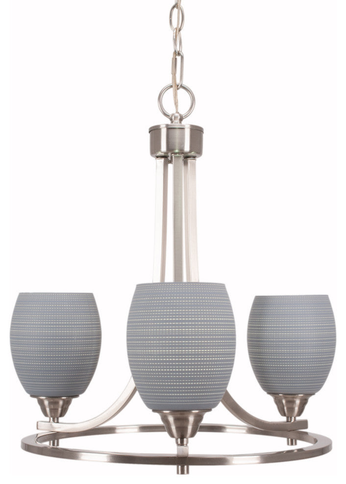 Paramount Uplight 3-Light Chandelier, Brushed Nickel, 5" Gray Matrix Glass
