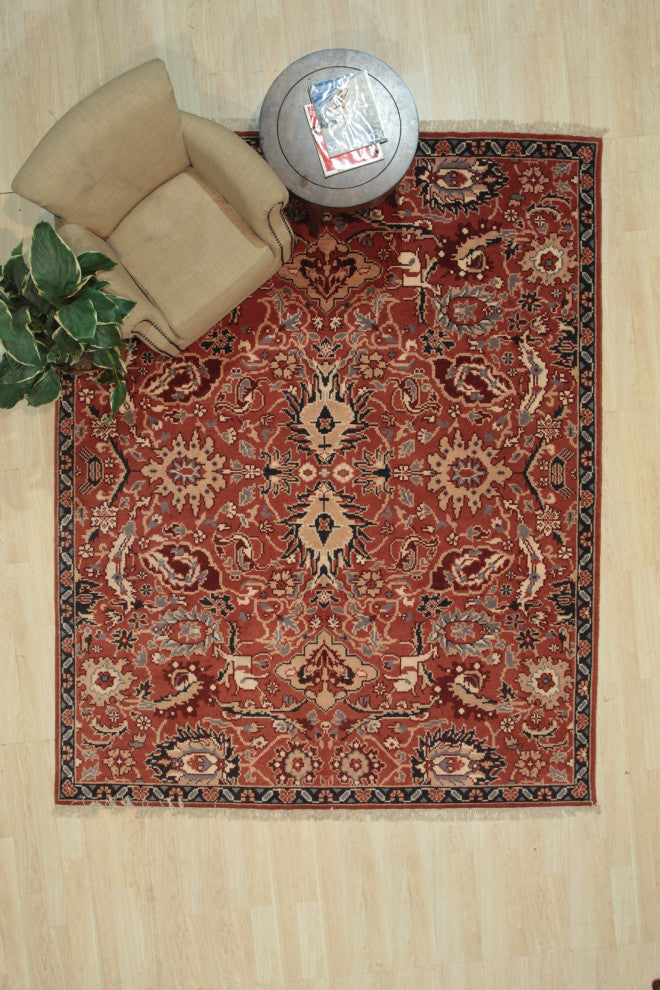 EORC Rust Hand Knotted Wool Sultanabad Rug, 10'x14'