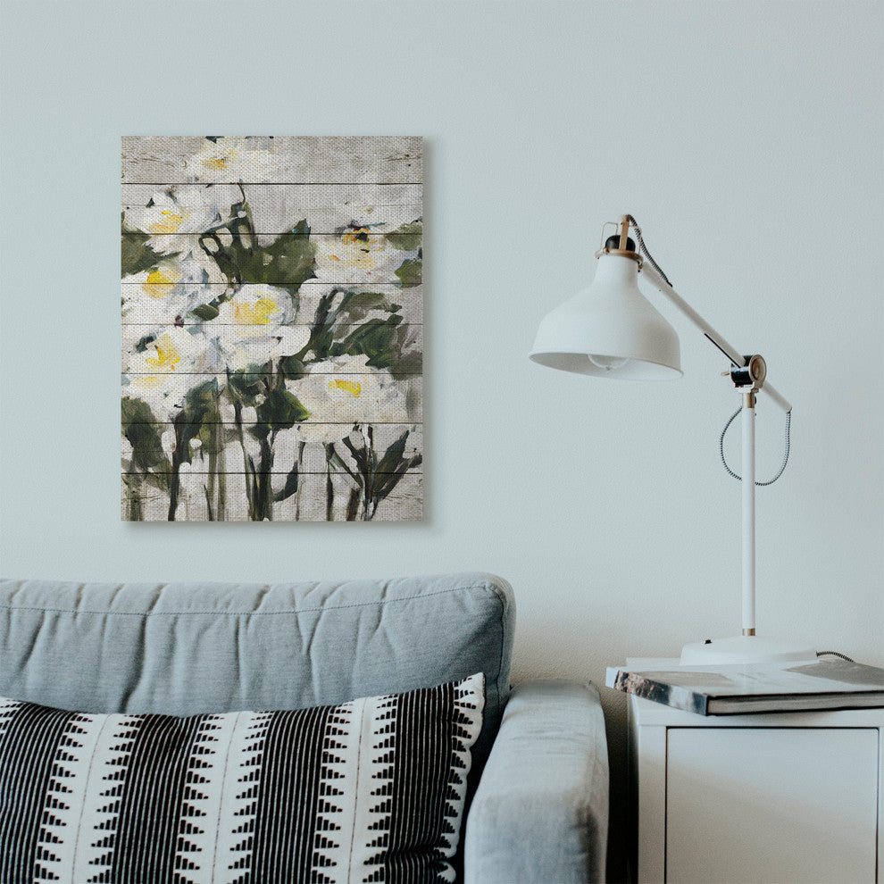 Abstract Wood Panel Flower Painting, 24"x30"