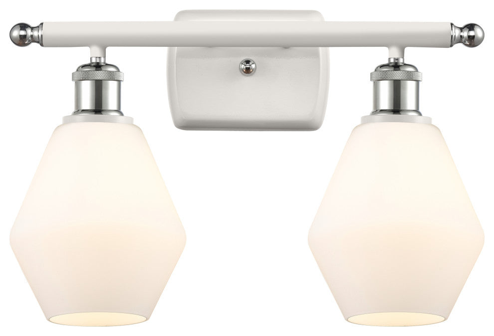 Innovations 516-2W-WPC-G651-6-LED 2-Light Vanity Light, White, Polished Chrome