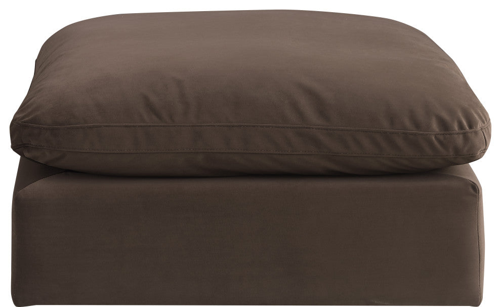 Comfy Beige Linen Textured Fabric Modular Chair, Brown, Velvet, Ottoman