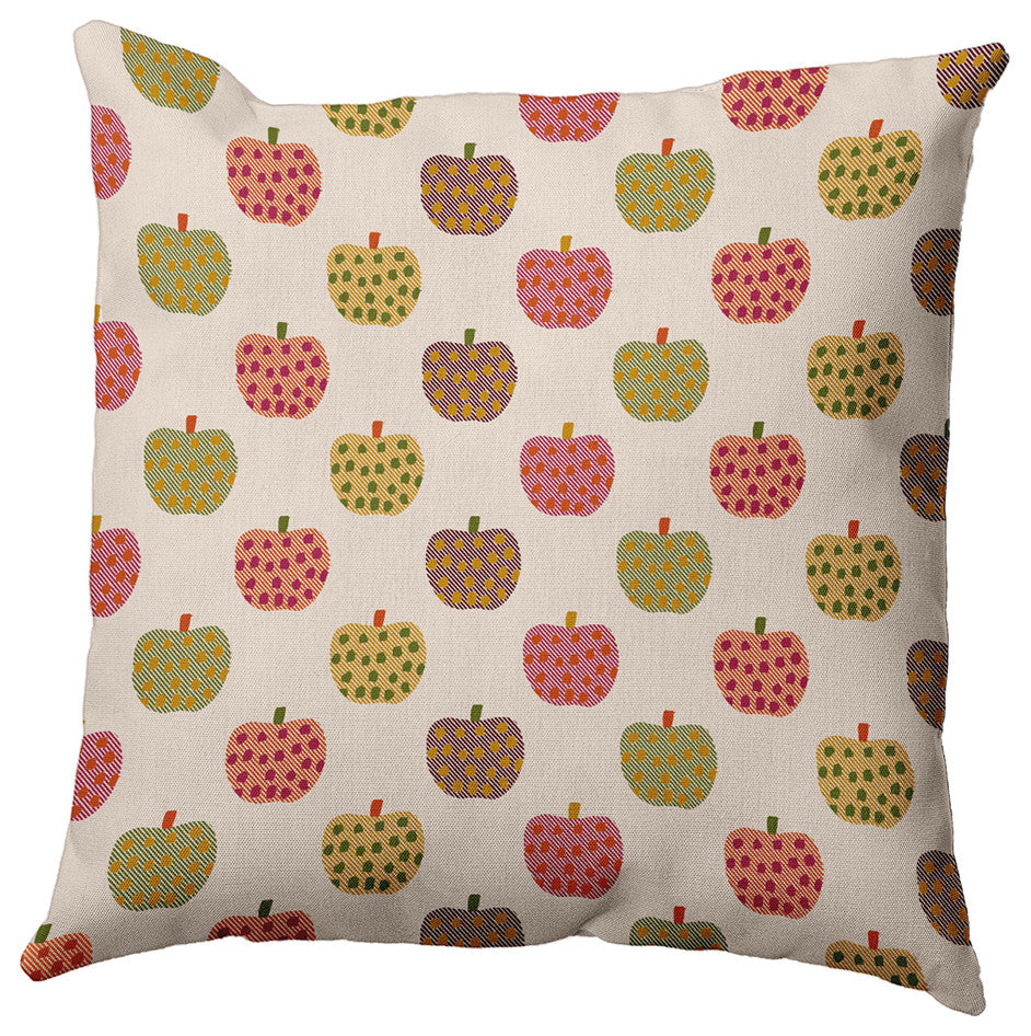 26"x26" Apple Pattern Decorative Throw Pillow, Olive