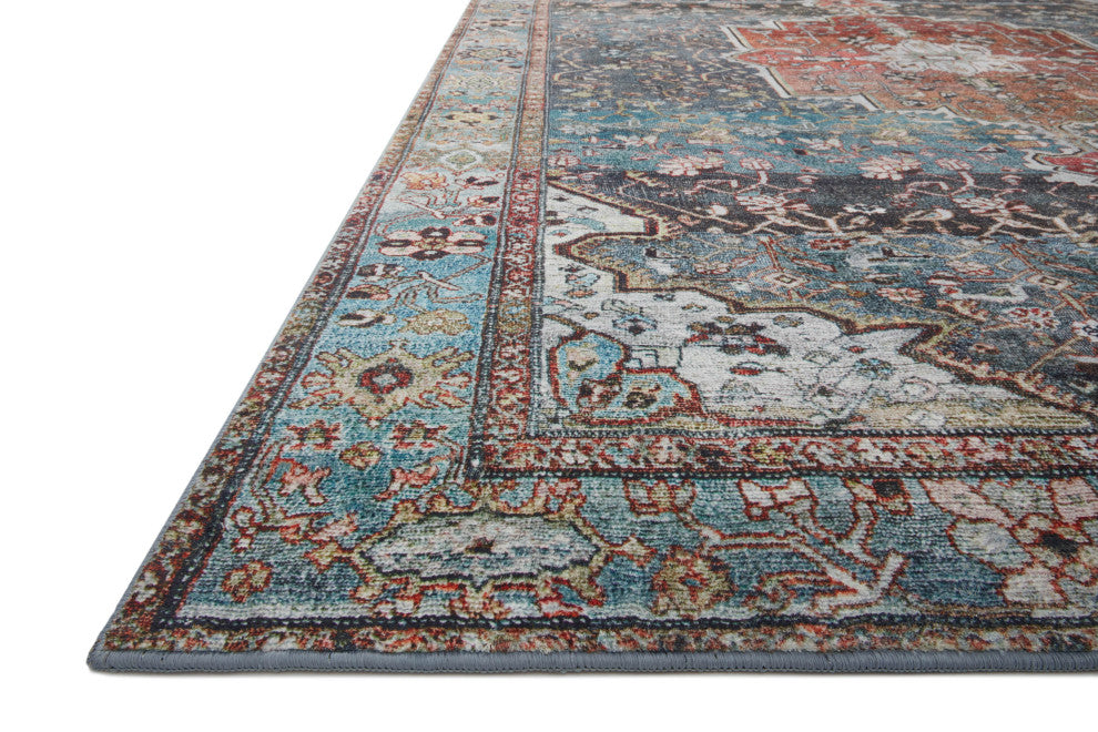 Margot Oriental Ocean/Brick Area Rug, 7'6"x9'6"