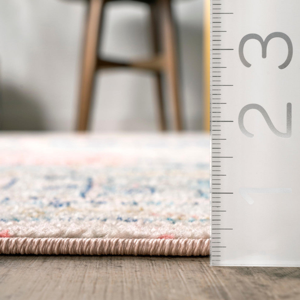 Nuloom Chase Faded Vintage Medallion Area Rug, Light Pink 8'10"x12'